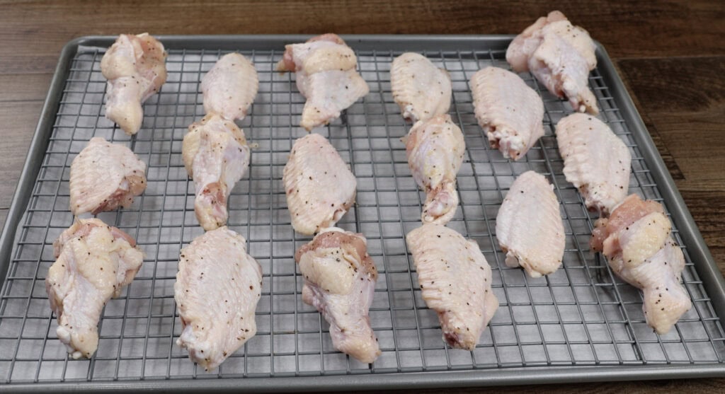 Chicken wings on a wire rack