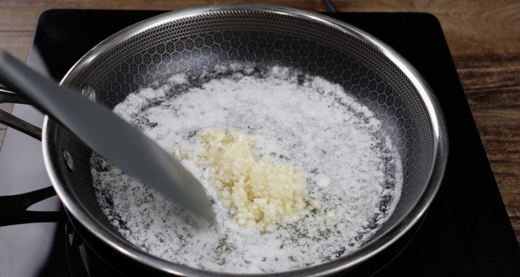 Cooking the garlic in butter