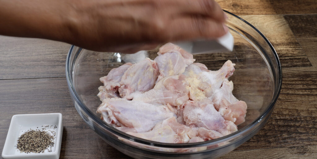 Seasoning the Wings for Garlic Butter Wings