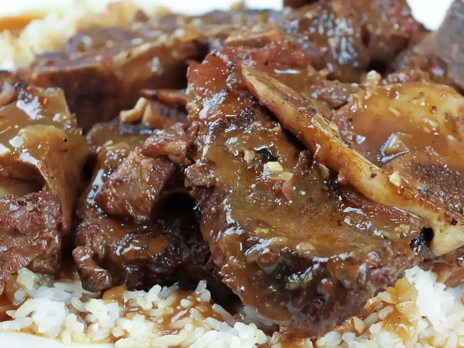 Beef Neck Bones and Gravy over Rice