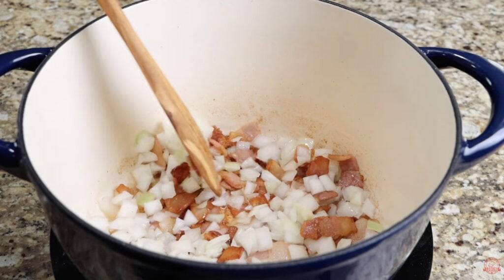 Sautéing the Onions for Mixed Greens