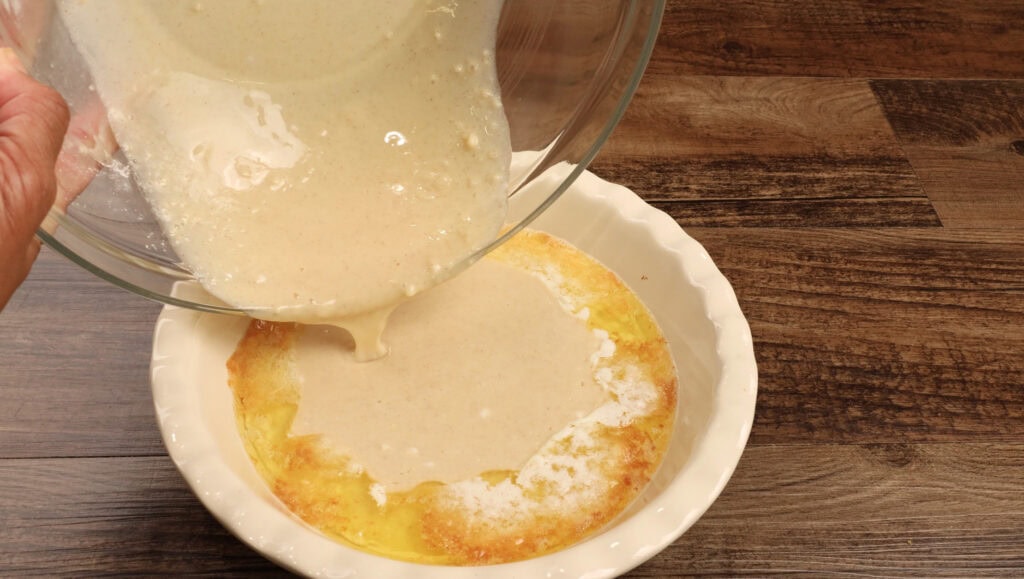 Combining the Brown Butter and Batter for Blueberry Cobbler